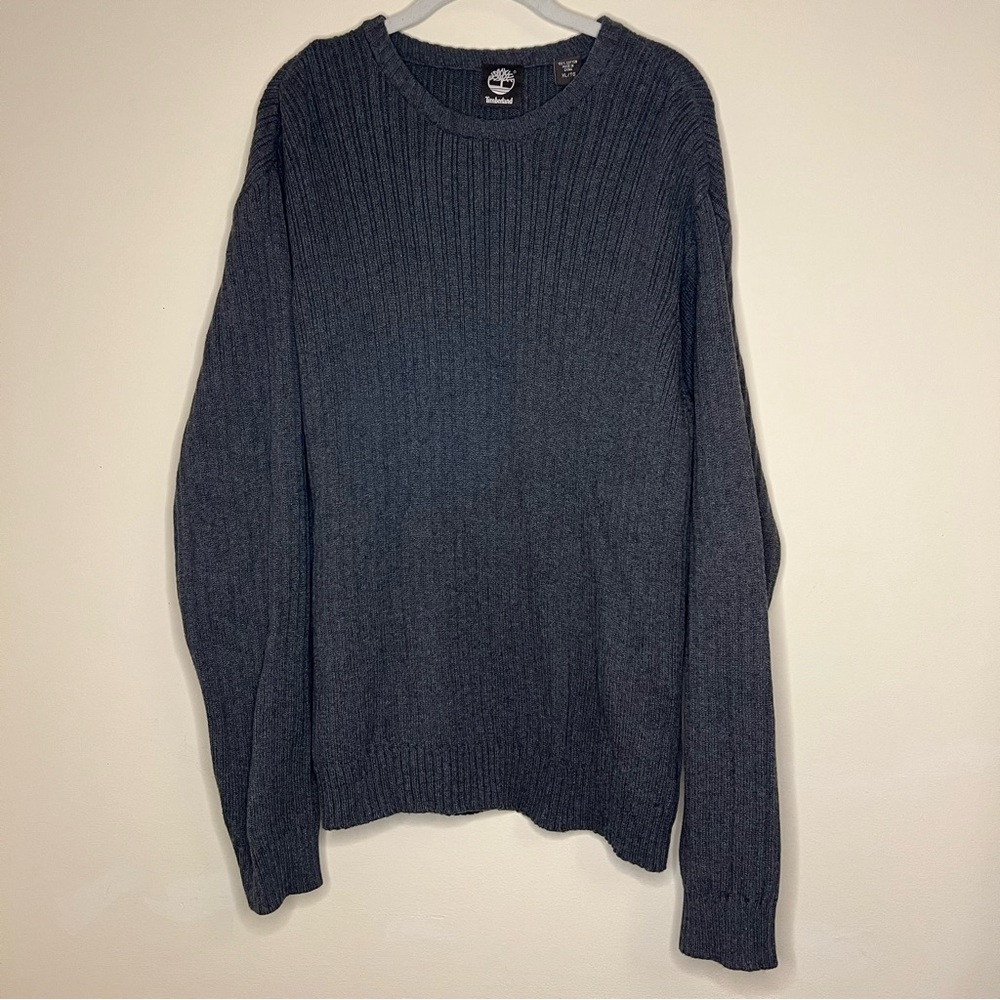 Timberland Grey Long Sleeve Crew‎ Neck Ribbed 100% cotton Knit Sweater Men's XL